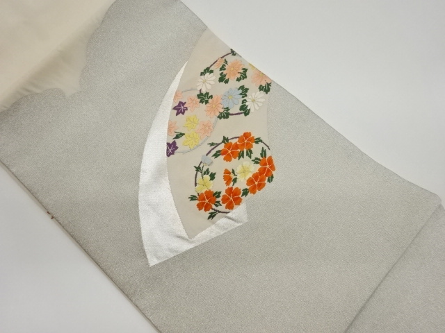 JAPANESE KIMONO / VINTAGE NAGOYA OBI / WOVEN MAPLE LEAVES & KIKU WITH SAKURA